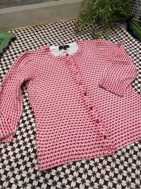 GNW Pink & White Knit Button Cardigan